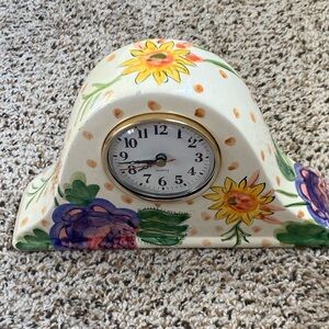 Floral Ceramic Clock with Gold Accents